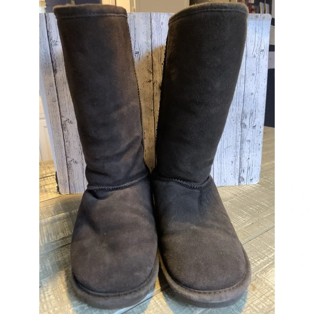 Bearpaw Winter Boots Women's 9 Brown Bianca Tall Sheepskin Suede Casual Comfy‎